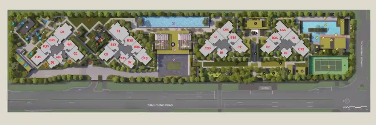 Sora condo site plan showing the nine facility zones across the 1st storey and Sky 360 rooftop terraces