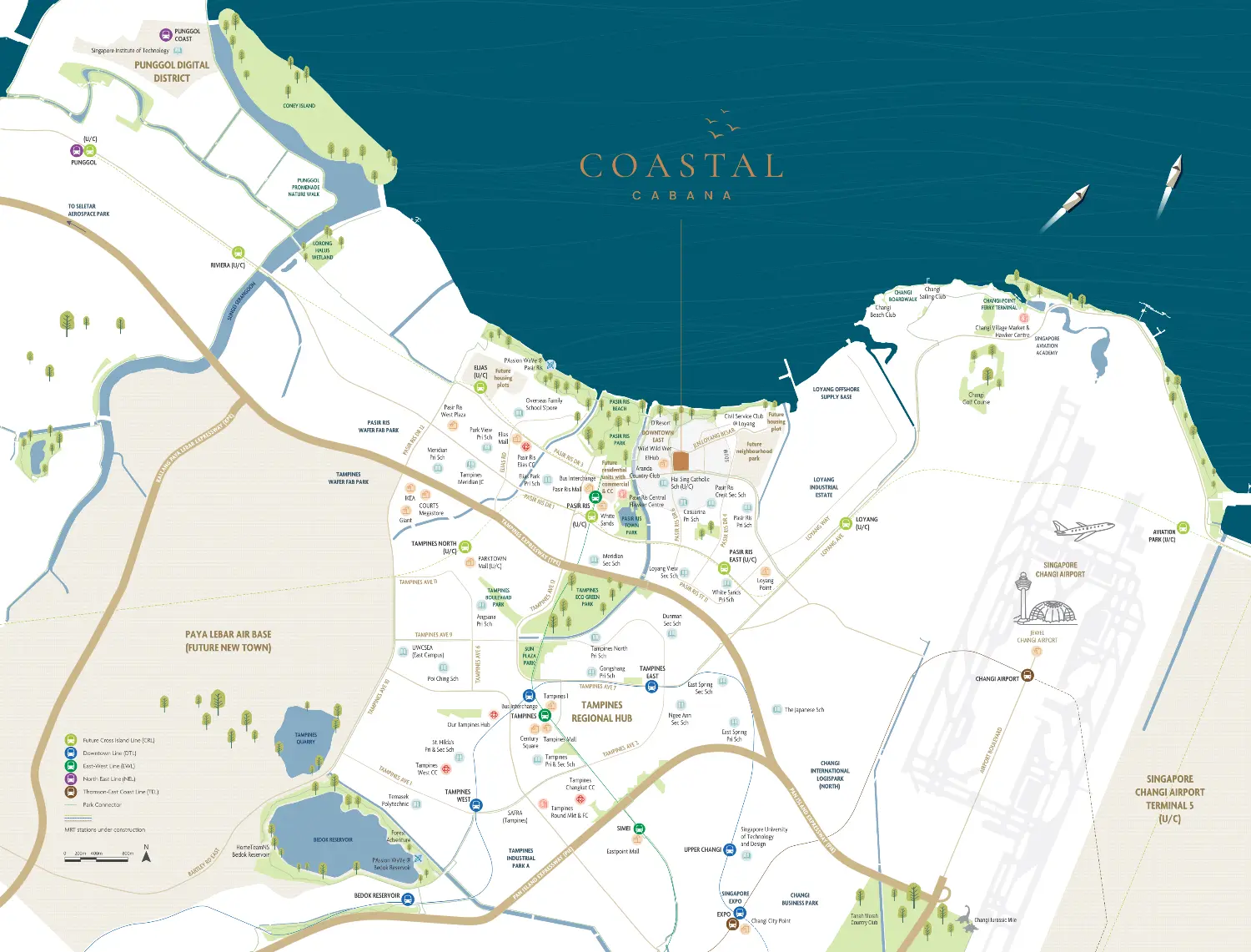 Coastal Cabana EC Location Map – Pasir Ris, Tampines, Changi Region