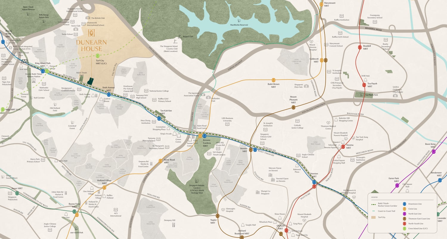 Dunearn House Official Location Map at Bukit Timah and Turf City